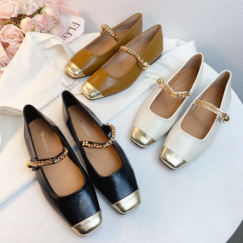 法式芭蕾舞鞋2024年春季新款浅口低跟一字带百搭玛丽珍单鞋女