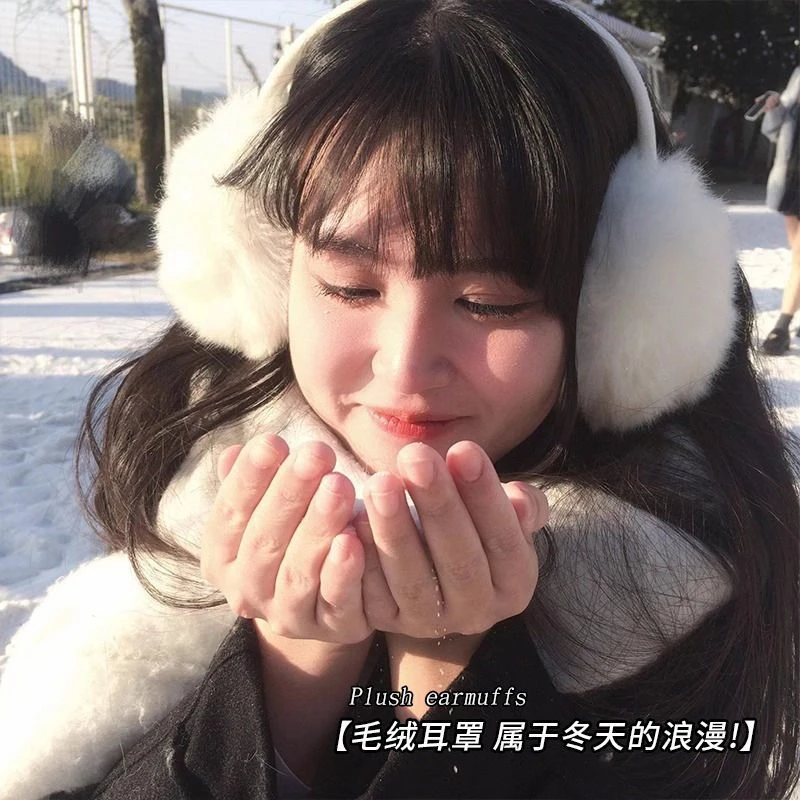 毛绒耳罩冬女时尚冬季保暖耳包护耳朵耳捂子可折叠学生防冻耳罩