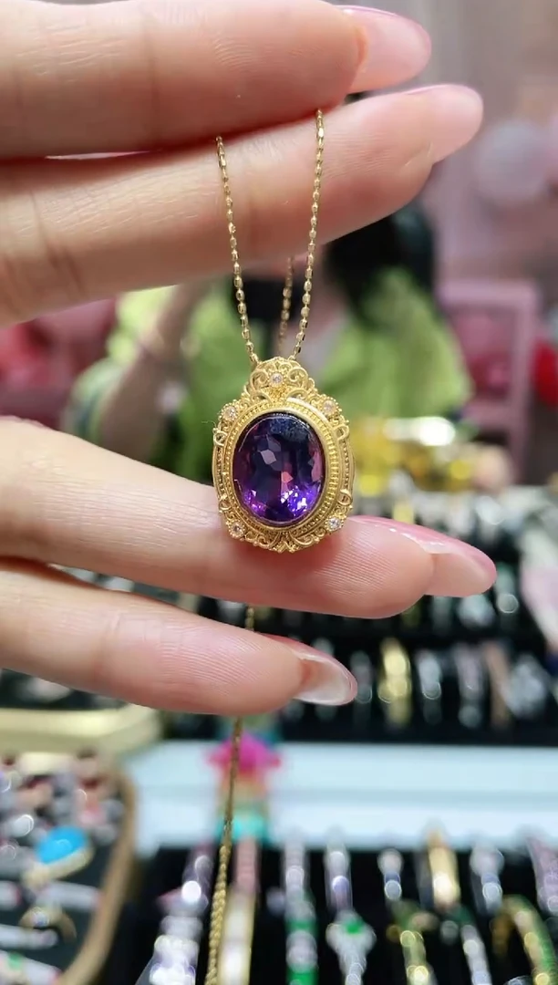 18K金镶嵌紫晶吊坠（不含链）