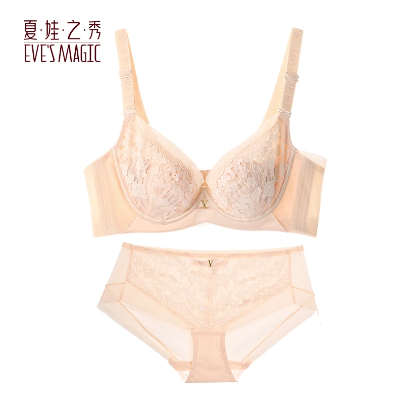 夏娃之秀蕾丝夏季透气舒适薄杯大胸显小收副乳女士大码6846聚拢胸