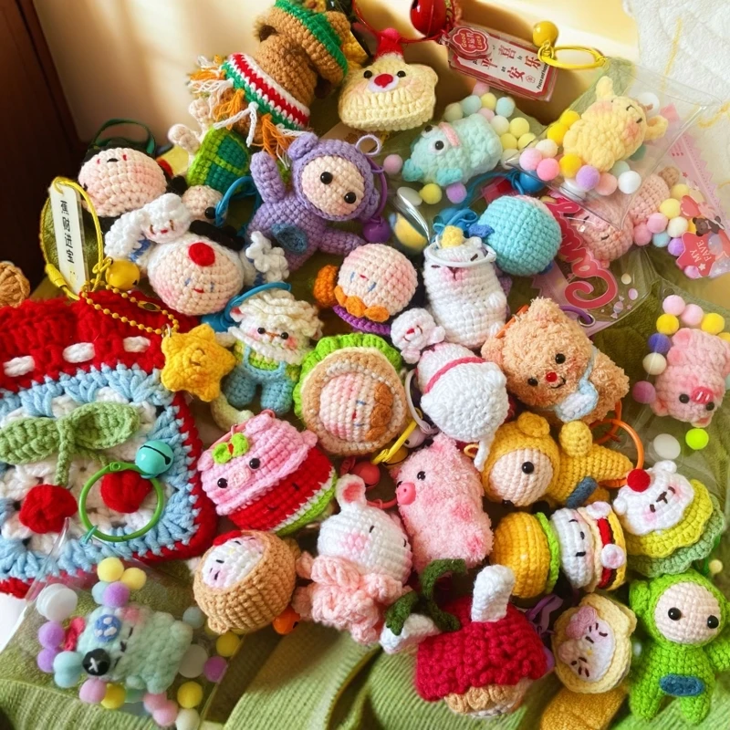 手工钩织成品可爱毛线玩偶团子手机链钥匙扣