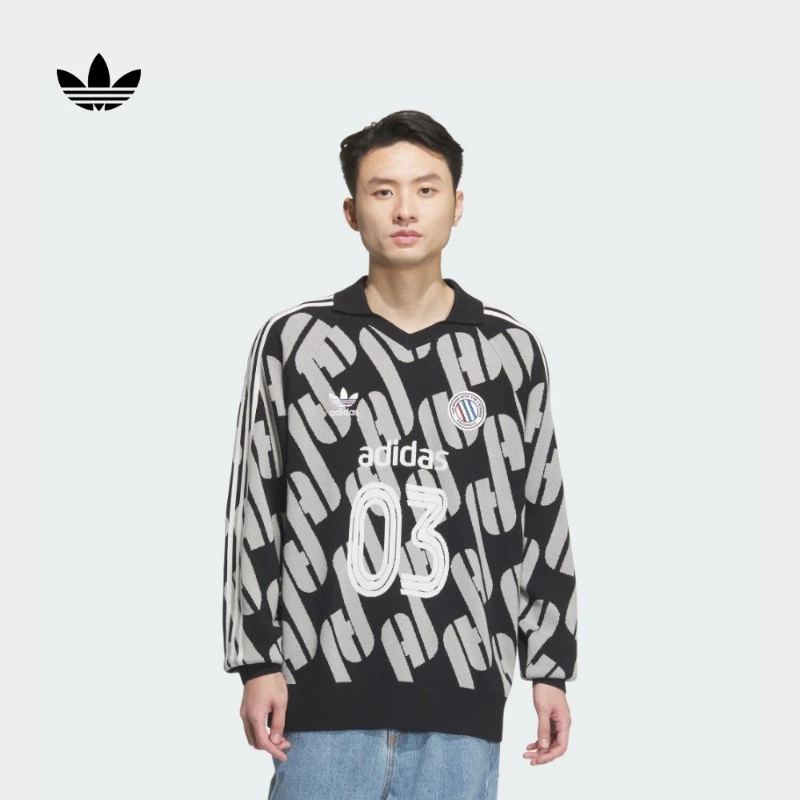 阿迪达斯三叶草 adicolor复古穿搭针织套头衫毛衣 adidas JL8369