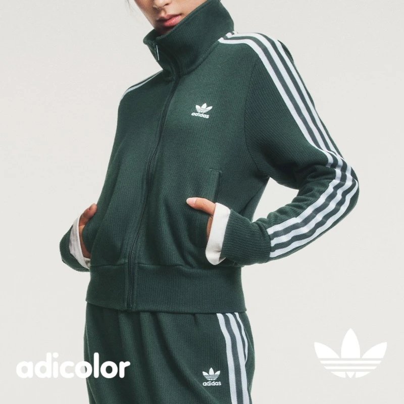 阿迪达斯三叶草 adicolor复古穿搭三条纹修身针织外套女款 IW3162
