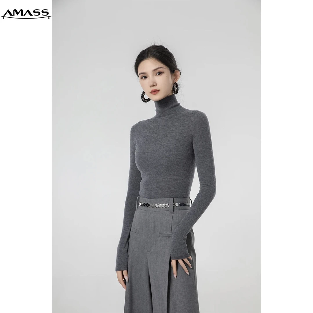 AMASS/阿玛施秋冬新款时尚百搭高领毛修身内搭长袖羊毛衫/5399630