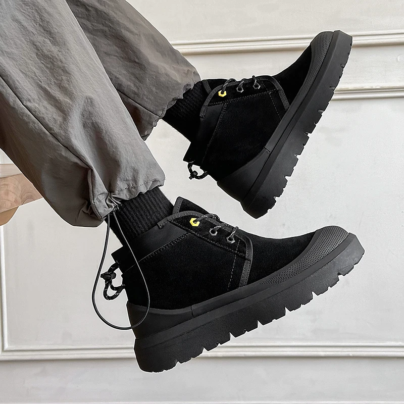 情侣鞋冬季加绒加厚保暖真皮雪地靴低帮马丁靴男鞋棉鞋棉靴男靴子