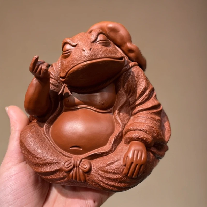 精品紫砂茶宠雕塑摆件 蟾仙