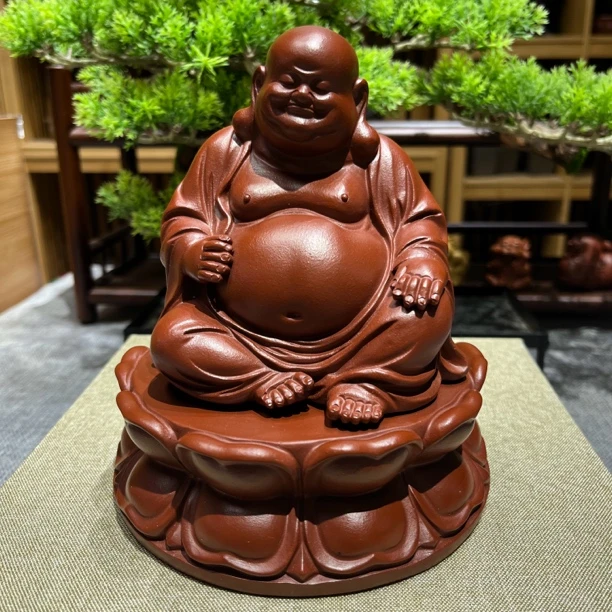 精品宜兴原矿紫砂茶宠 大红袍 弥勒佛