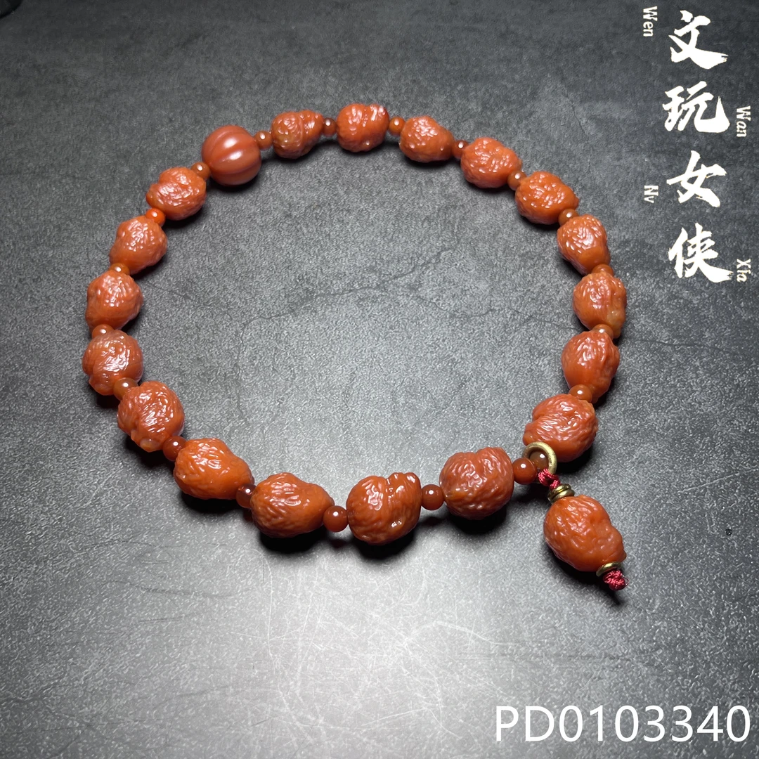 《文玩女侠慧慧》精品玛瑙手串手持【雕刻悟空】03340PD01H3-6