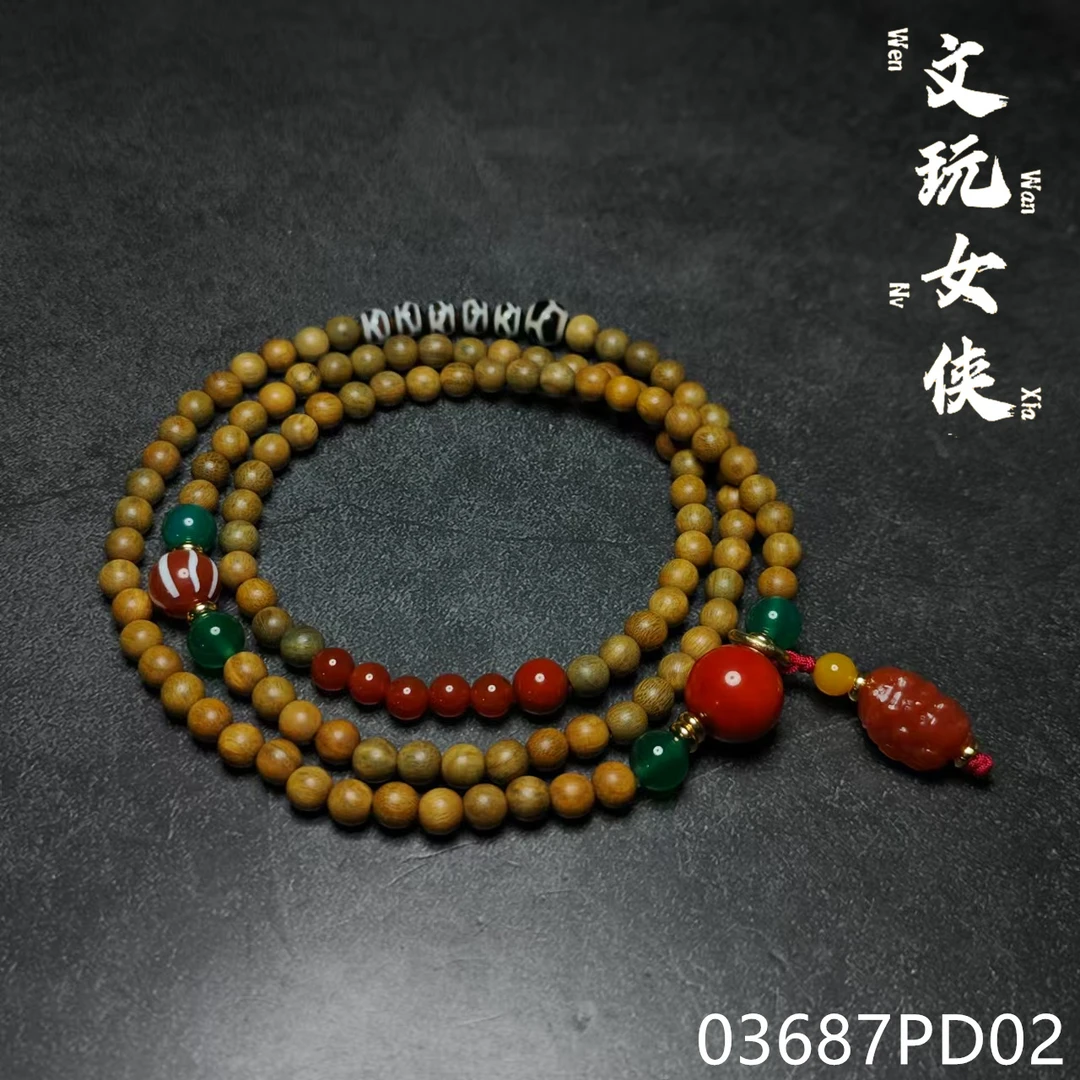 《文玩女侠慧慧》精品绿檀多圈手串6【文玩探宝】03687PD02H3-3