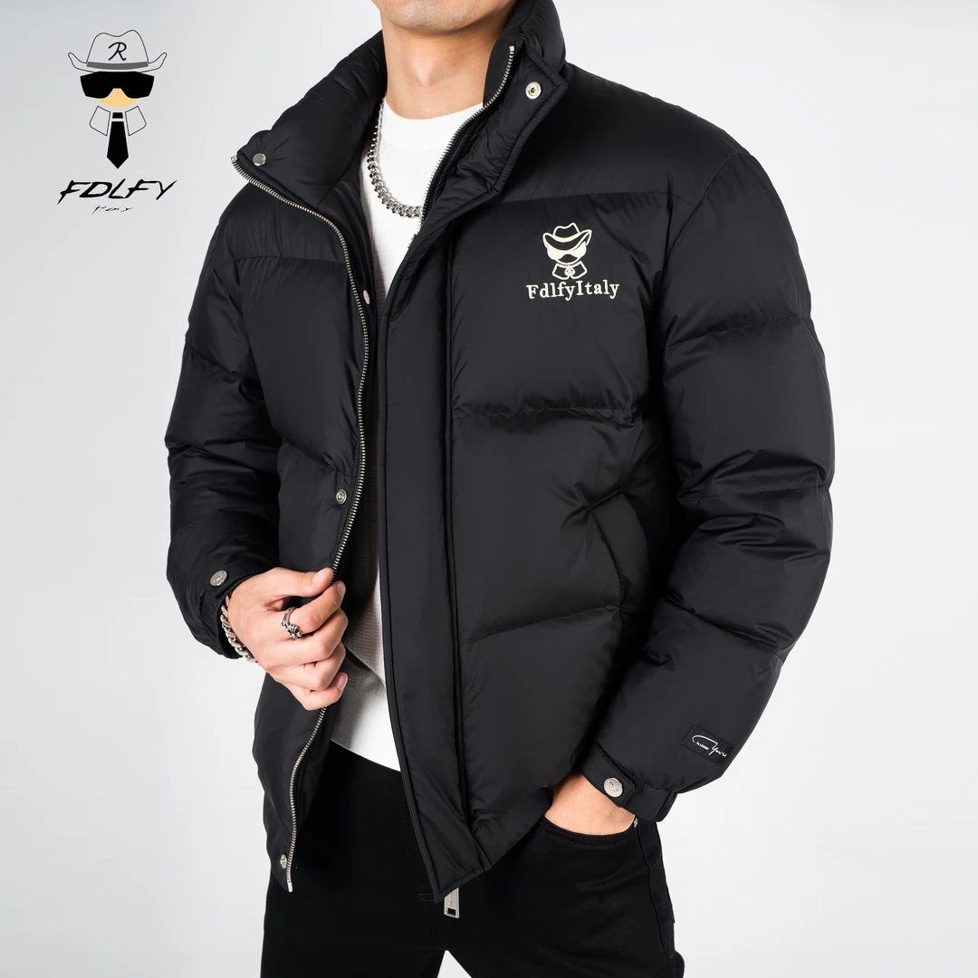 FDLFY老佛爷冬季加厚男士印花立领高奢百搭白鹅绒保暖休闲羽绒服