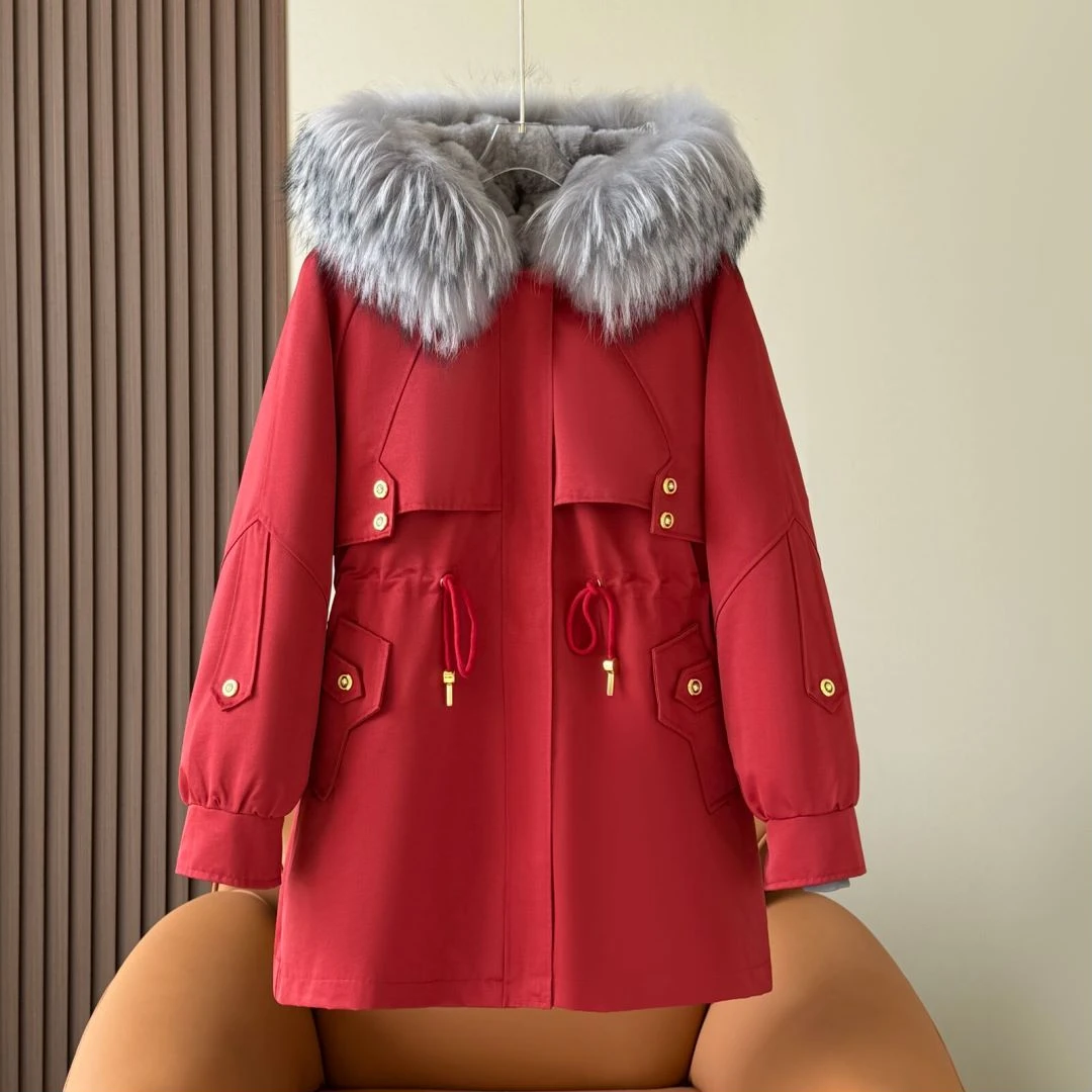 TD【缪斯女神狐狸毛】派克服女秋冬连帽棉服时尚百搭加厚休闲外套