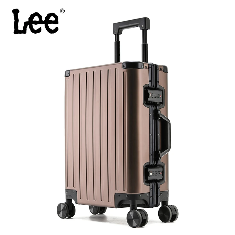 Lee全铝镁合金商务行李箱男女铝框密码万向轮拉杆20寸登机旅行箱