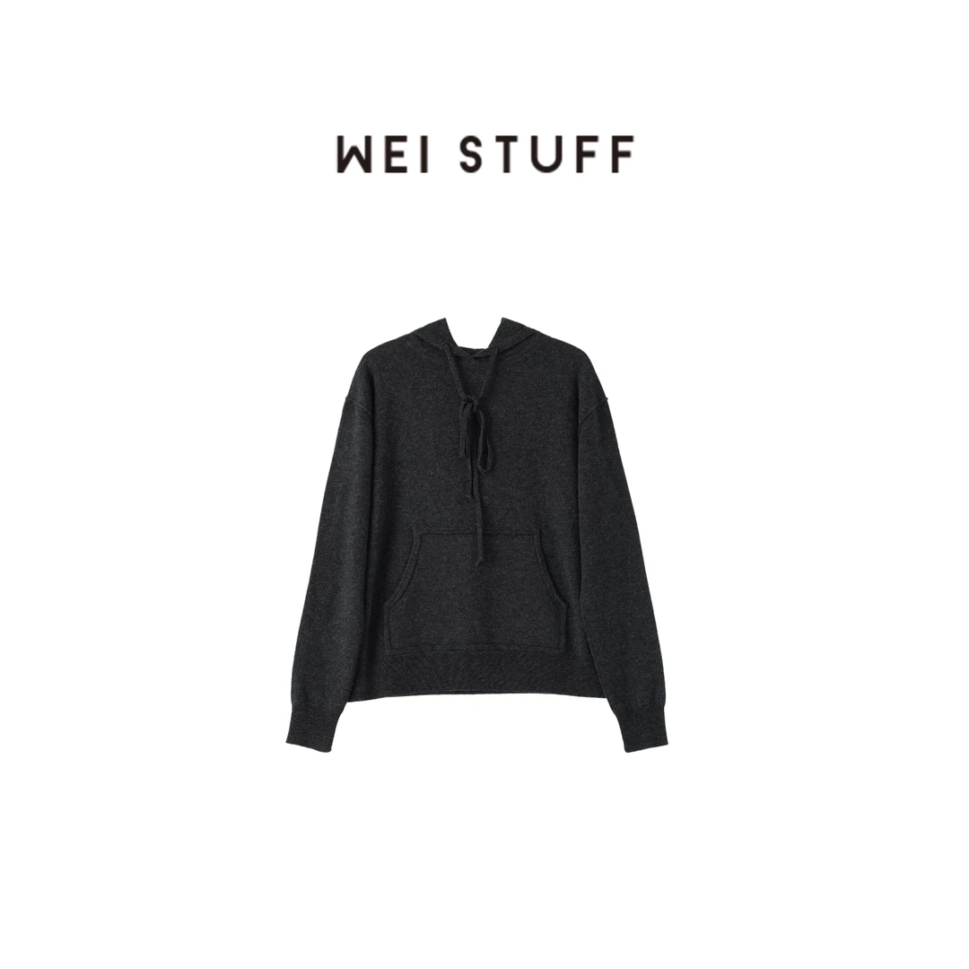 WEI STUFF “松弛邂逅”休闲运动风百搭针织连帽毛衣 7467. S
