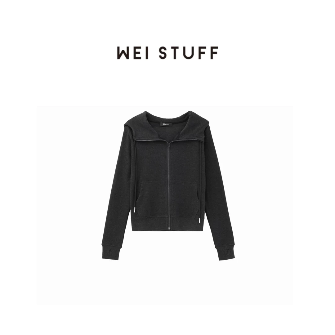 WEI STUFF 黑灰双面绒感修身拉链运动外套 5727 S
