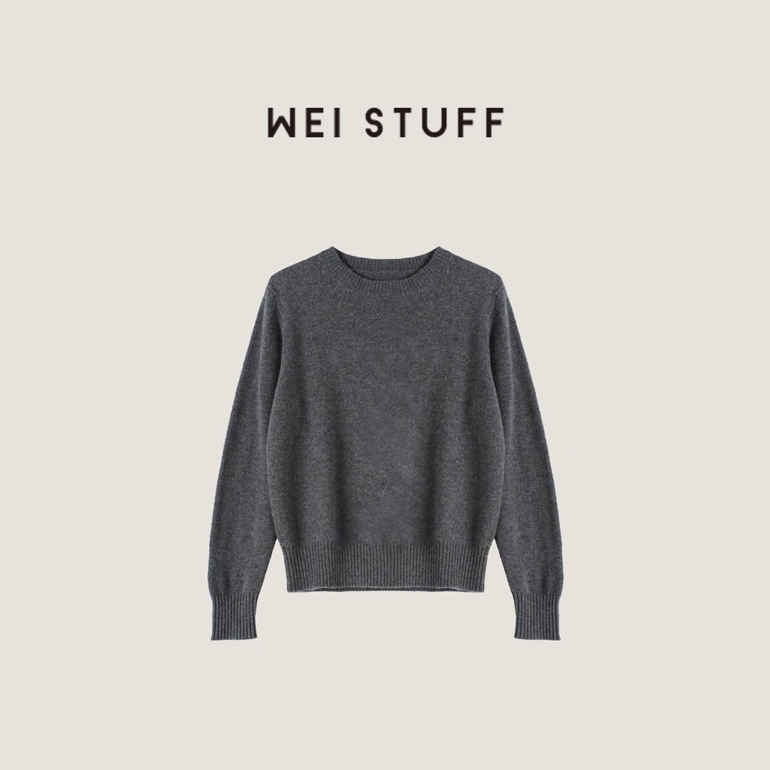 WEI STUFF “道林格雷”简约圆领宽松百搭100%绵羊毛针织毛衣 7774.