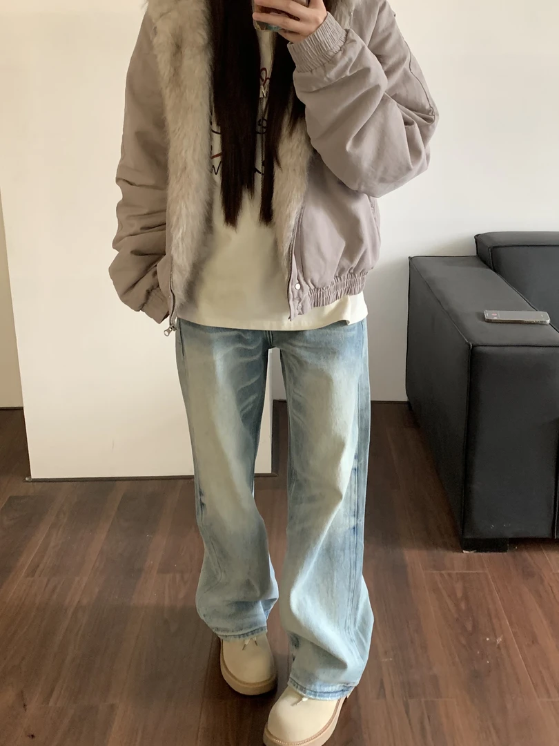 AMER 国潮美式休闲秋冬复古百搭男女牛仔裤