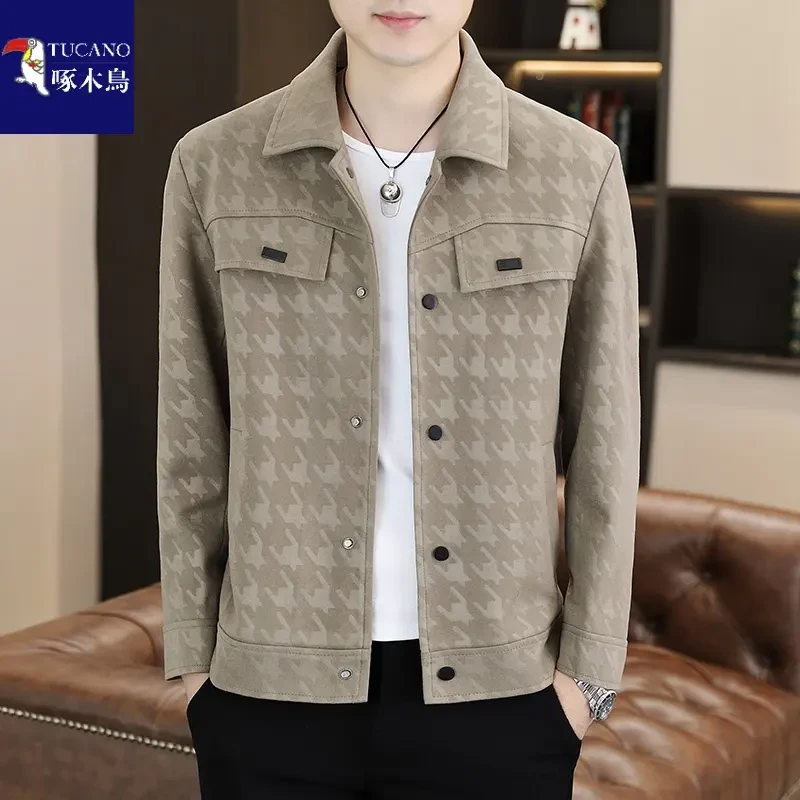 啄木鸟2024男士春秋季新款翻领夹克外套韩版潮流青年帅气百搭上衣