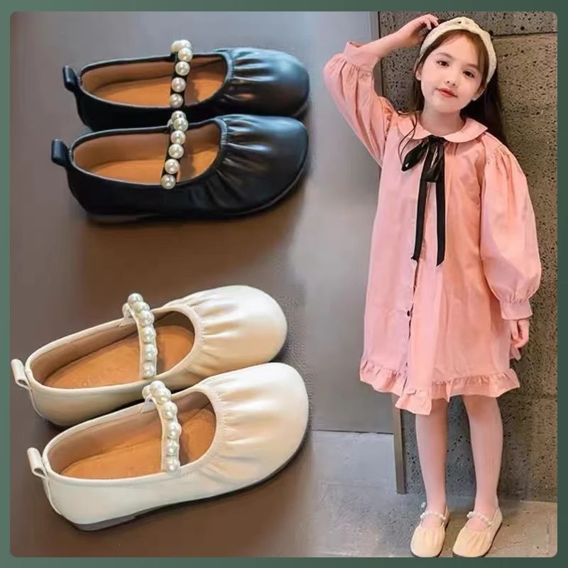 韩版豆豆鞋春秋小女孩软底中大童洋气儿童单鞋女童皮鞋公主鞋宝宝