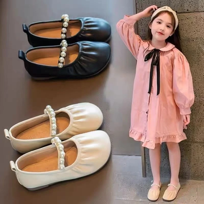 女童皮鞋公主鞋软底豆豆鞋春秋韩版小女孩中大童洋气宝宝儿童单鞋