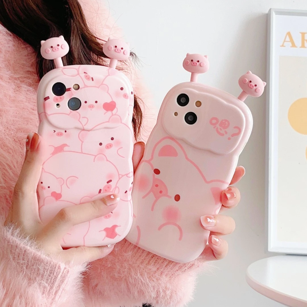 【苹果】卡通爱心小粉猪摇摇乐公仔iPhone12/13/14promax手机壳