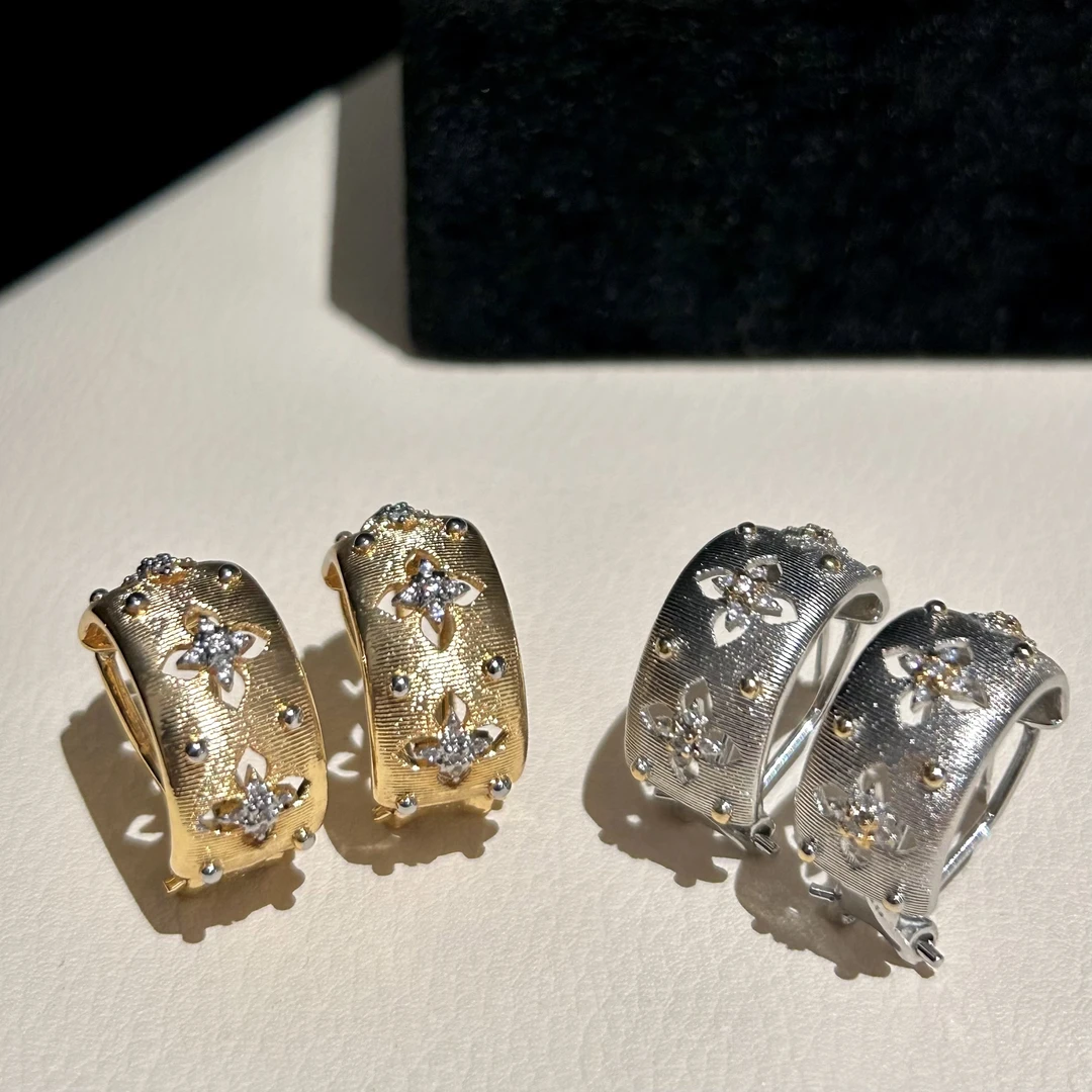 铜合金合成锆石耳饰 布契拉丝镂空耳环