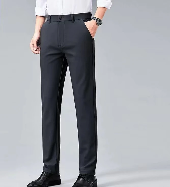 春秋薄款男士修身直筒商务休闲裤