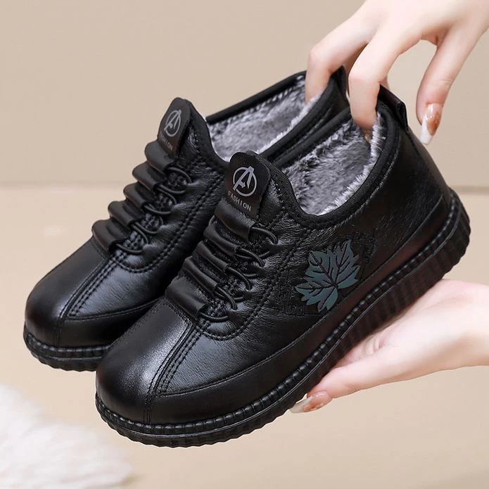 冬季兔毛加绒加厚防水保暖中老年人棉靴防滑软底妈妈鞋老北京棉鞋