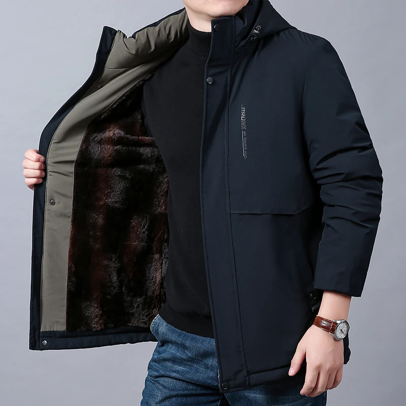 冬季外套棉服男士加绒加厚保暖棉衣中青年商务休闲百搭中长款棉袄