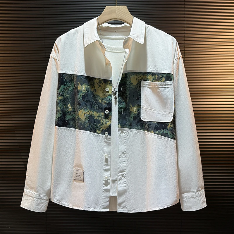 欧货时尚潮牌春日衬衫设计高级感小众轻奢衬衫男长袖痞帅外搭外套