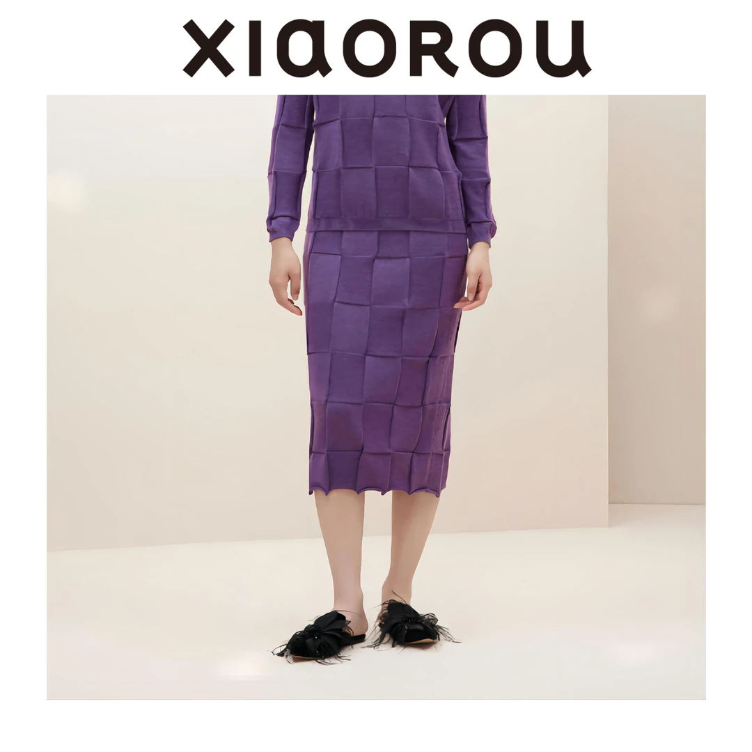 XIAOROU/小柔WZ1004-2花型半裙羊绒衫100精纺羊绒套装