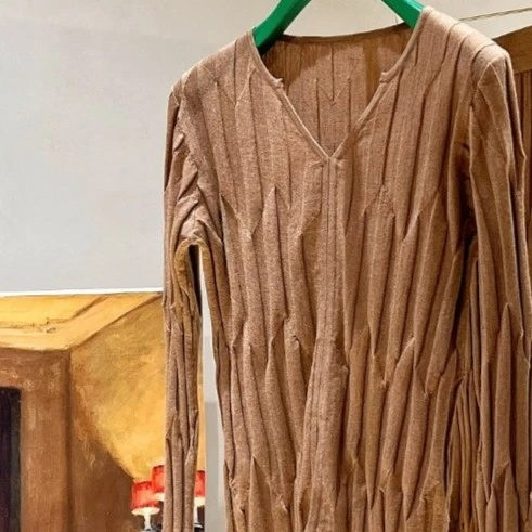 XIAOROU/小柔秋冬新品V领精纺羊绒套装上衣100羊绒HWZ1672-1