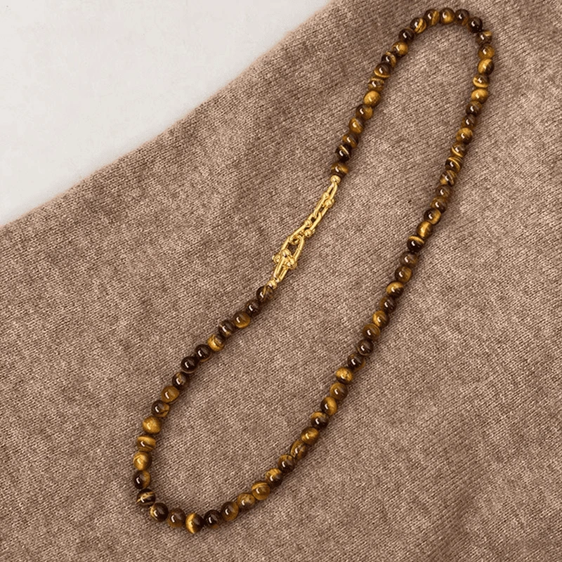 铜合金项链 美拉德串珠项链女2025新款锁骨链秋冬高级毛衣链颈链