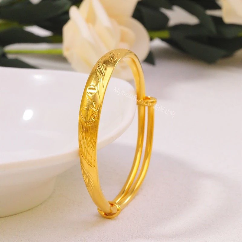 铜合金手镯 女士龙凤推拉手镯