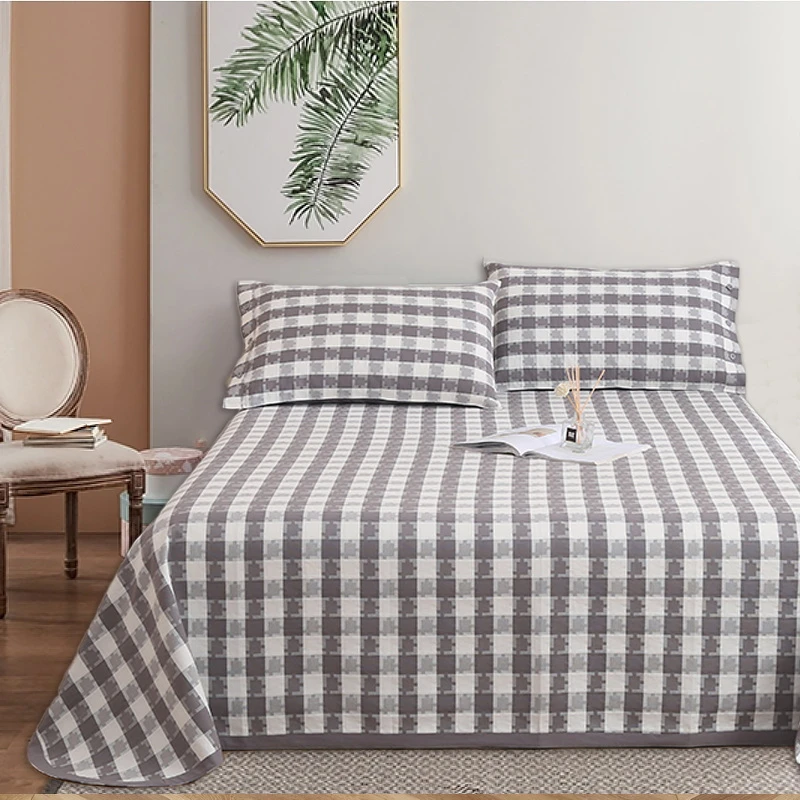 庄织【古锦】高端加厚A类老粗布凉席三件套100%提花浮雕老粗布床单