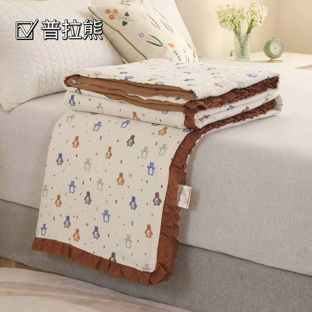 庄织皱皱纱花边大豆纤维夏被