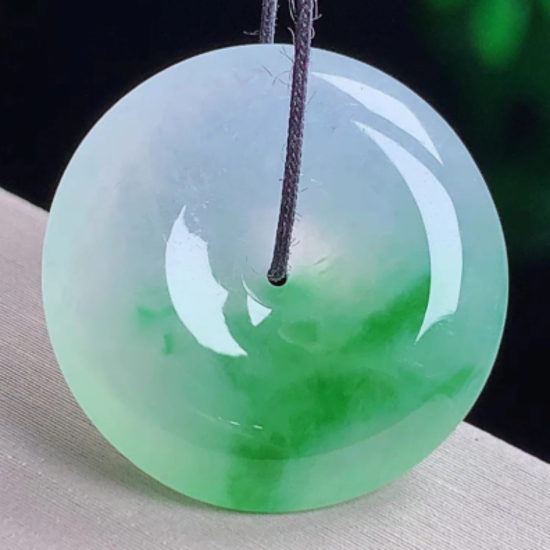 天然缅甸A货冰种翡翠平安扣