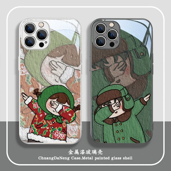 适用苹果15/华为mate60/小米/oppo/vivo东北大花布网红情侣手机壳