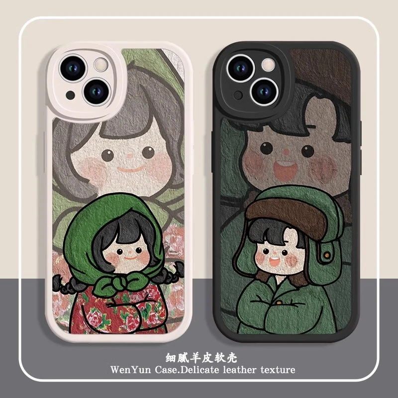 适用苹果16/华为pura70/小米15东北大花vivo军大衣oppo情侣手机壳