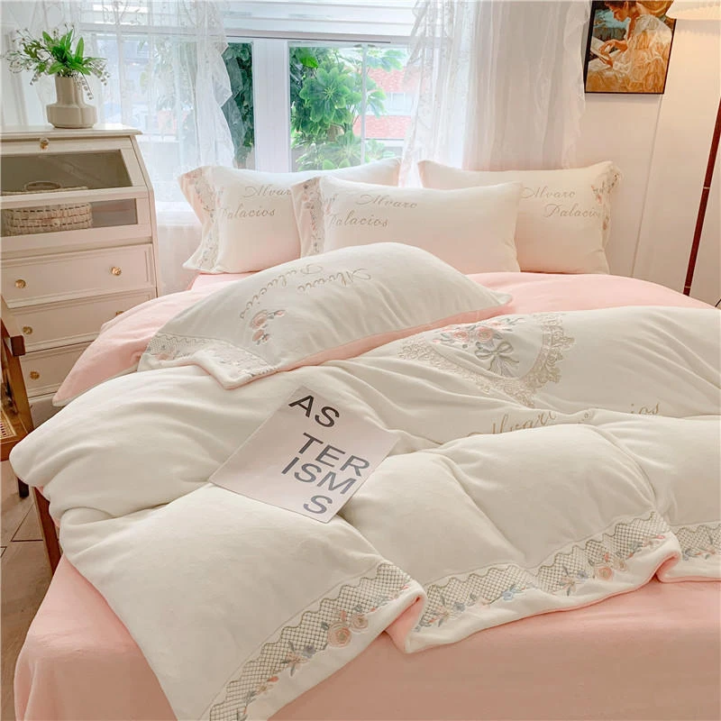 牛奶绒花束- 高克重 牛奶绒 小清新 公主风套 加厚 床裙款 工艺款