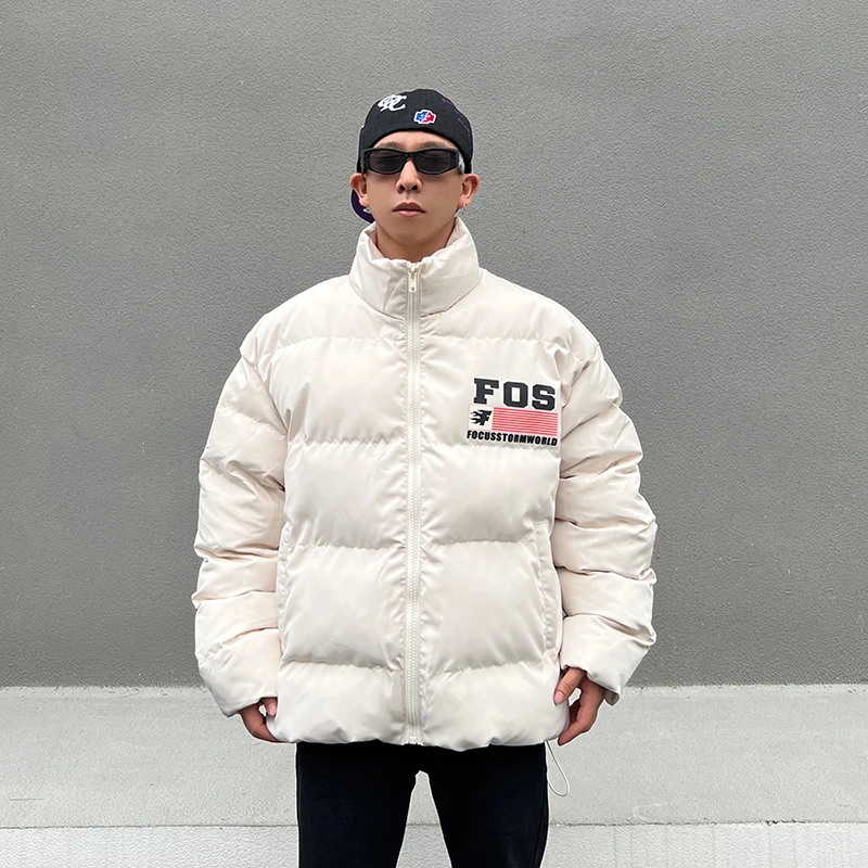 佐而不染美式小众设计感字母印花加厚棉服男女生ins宽松百搭棉衣