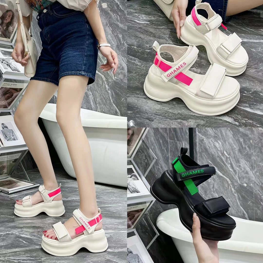 厚底增高8CM坡跟凉鞋女休闲百搭夏季松糕底09-19