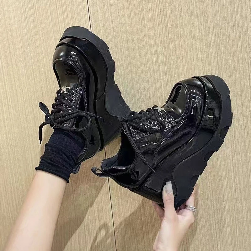 平增高11CM2024秋季新款女鞋时尚百搭厚底小个子休闲松糕鞋 937-1