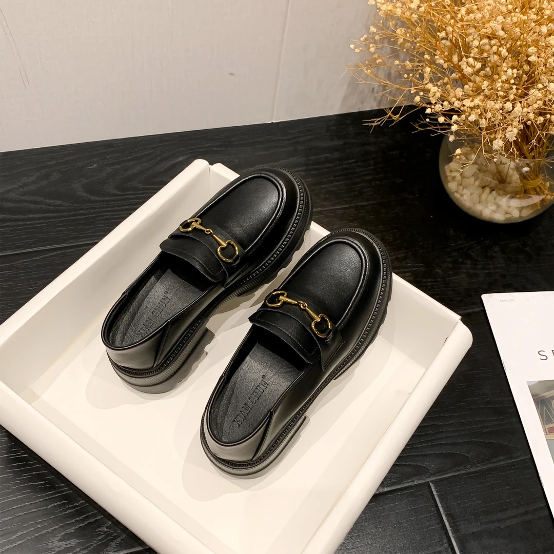 【31码起】小码女鞋313233松糕厚底复古乐福鞋新款英伦学院风小皮鞋