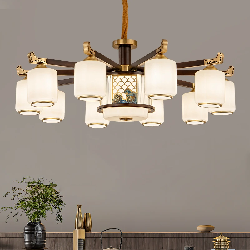 新中式吊灯全铜客厅灯吸顶灯大气中国风大厅主灯别墅餐厅中式灯具