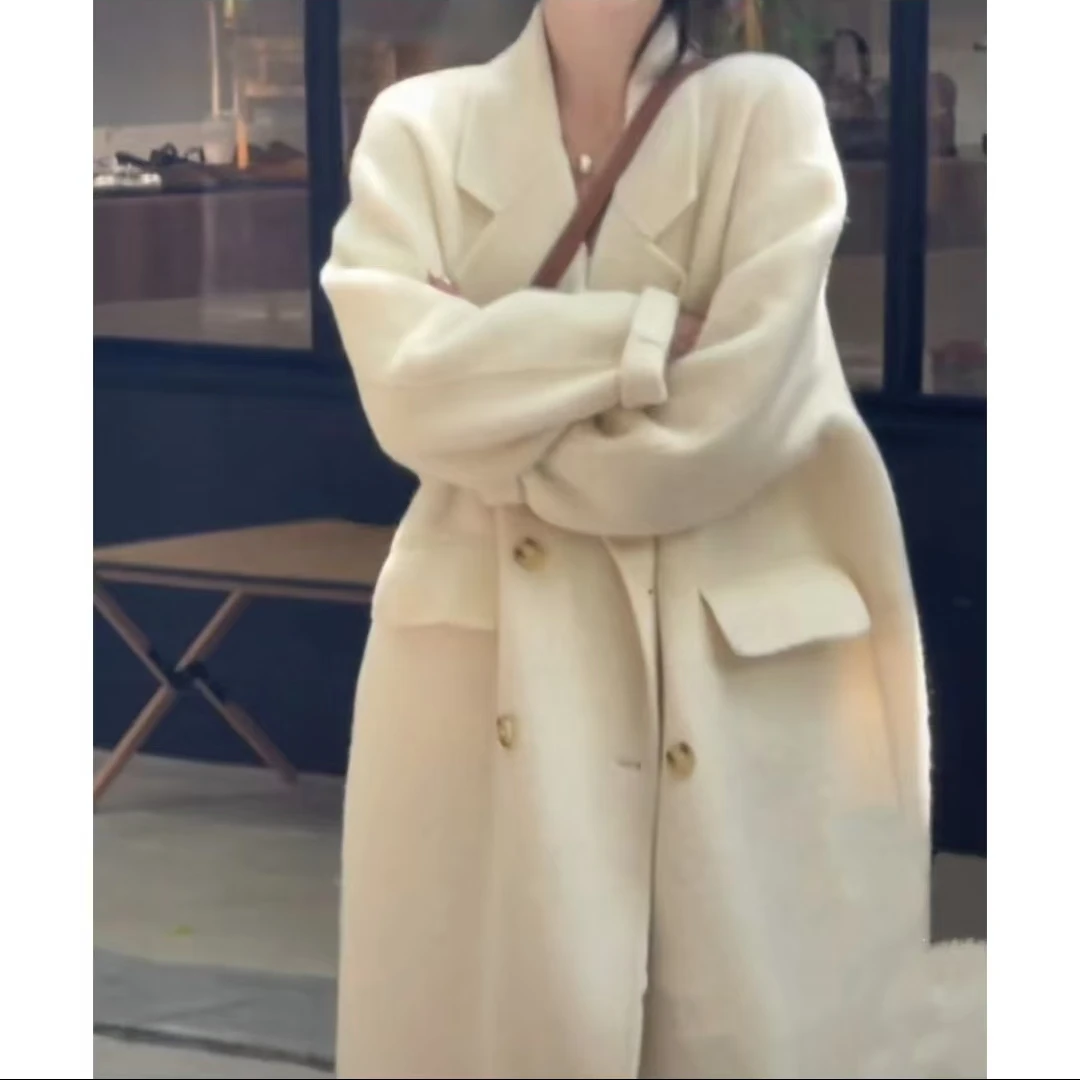 2024网红双面呢大衣中长款毛呢大衣气质百搭时尚休闲宽松韩版秋冬