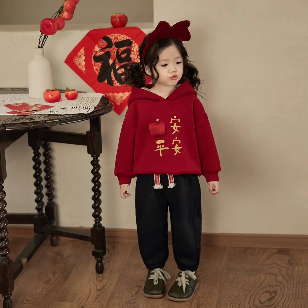 小O宝Okids童装 宝宝新年裤子加绒保暖冬季卫裤长裤 YFD312265