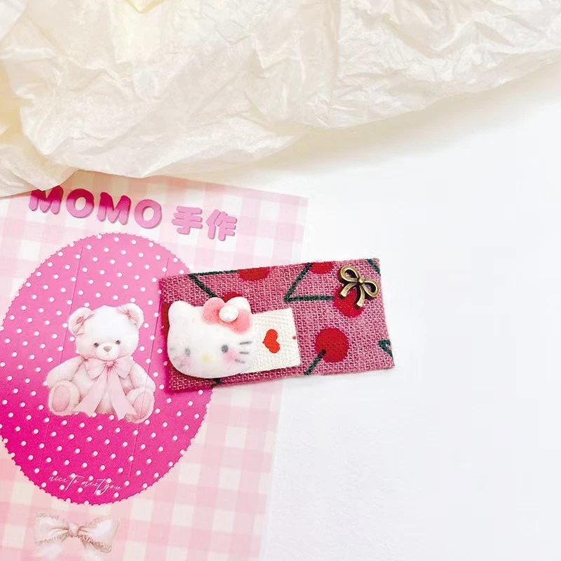 原创手作韩国进口植绒带砂糖kitty儿童BB夹女童可爱韩版甜美卡通