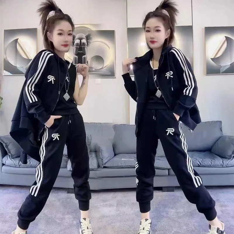 2023早秋新款洋气时尚三韩版件套休闲宽松网红百搭套装女遮肉气质