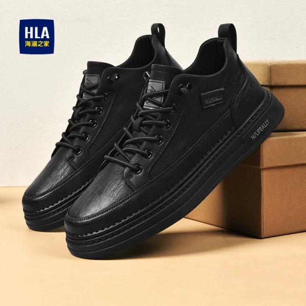 HLA/海澜之家男鞋2024冬季新款加绒保暖百搭板鞋舒适时尚休闲鞋子