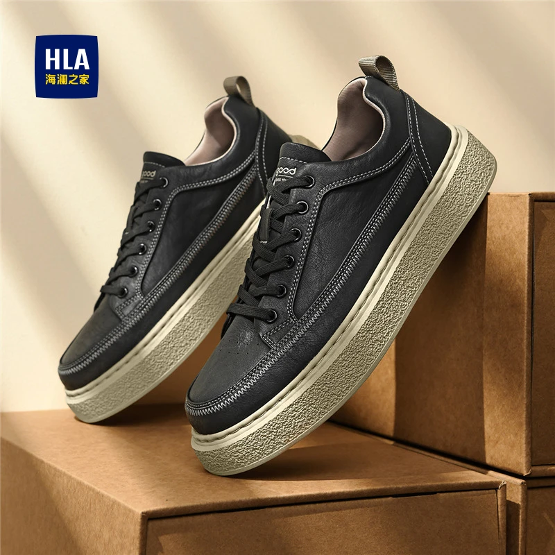 HLA/海澜之家男鞋2025冬季新款时尚百搭板鞋低帮透气软底休闲鞋